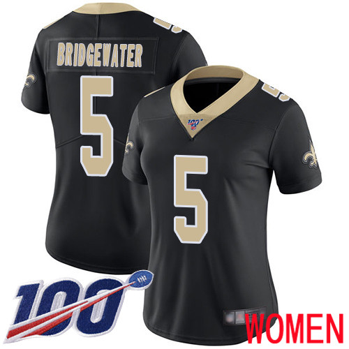 New Orleans Saints Limited Black Women Teddy Bridgewater Home Jersey NFL Football 5 100th Season Vapor Untouchable Jersey